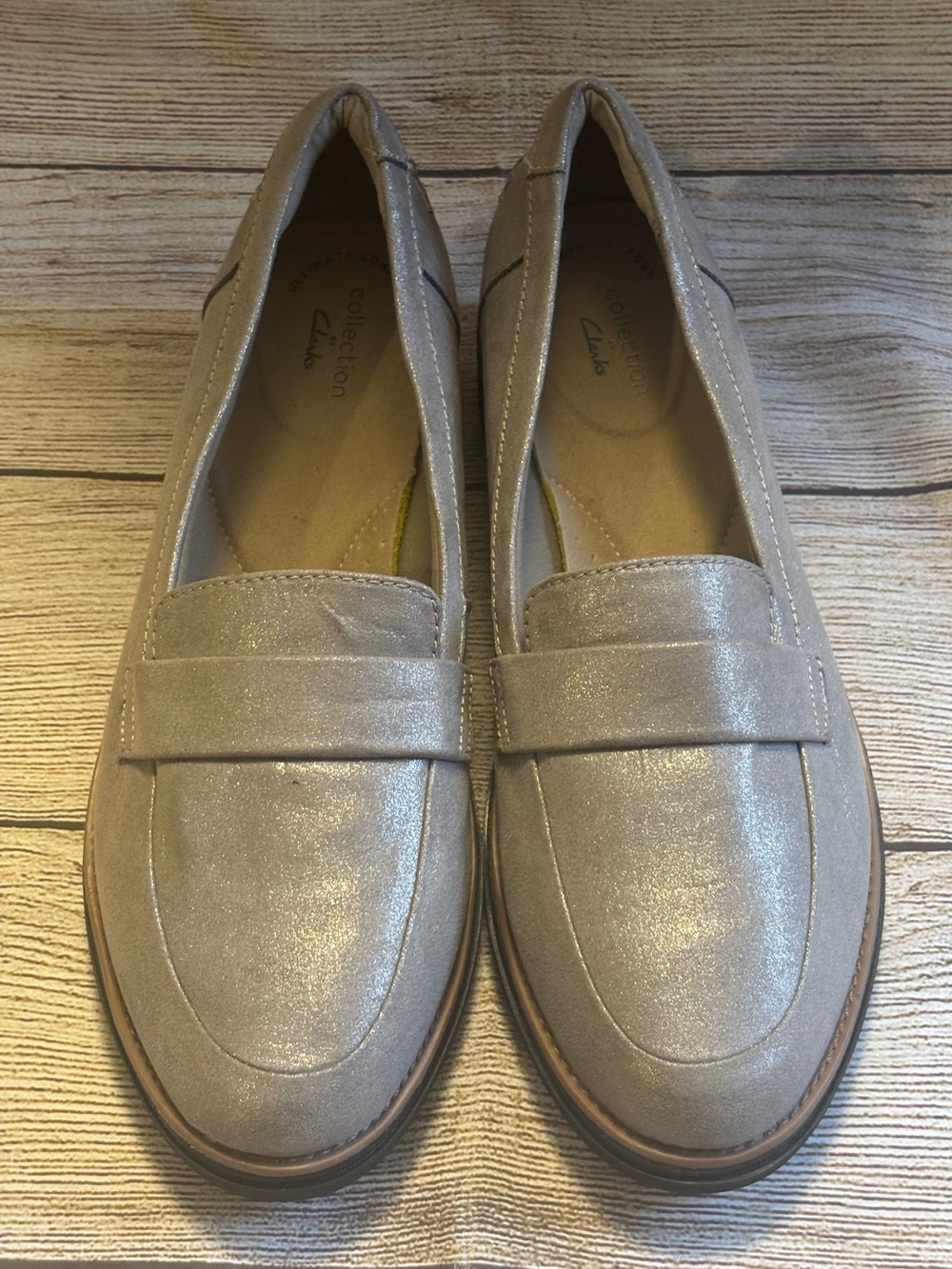 Clarks Collection Sharon Gracie Women’s Metallic Multi Loafer/Wedge Slip-On 9D